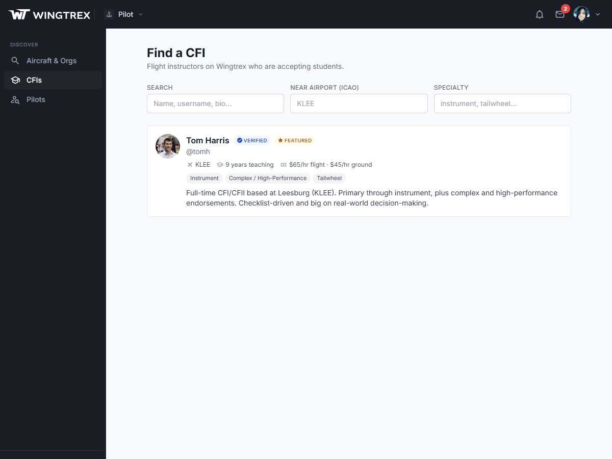 Find Pilots & CFIs
